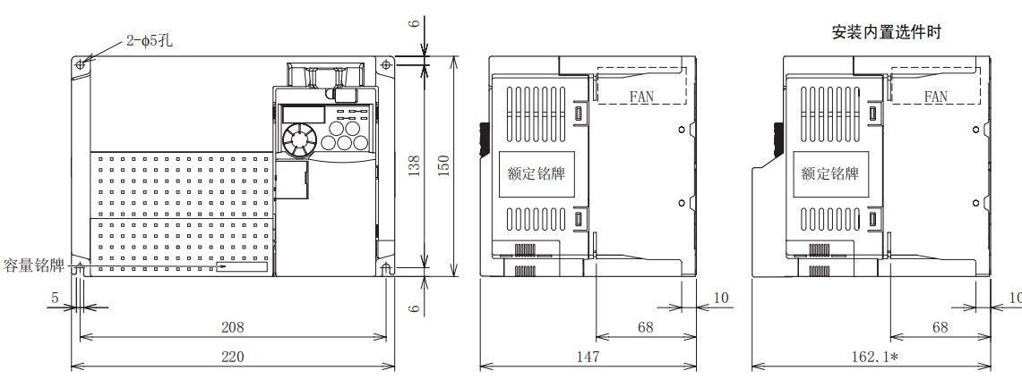 FR-E740-5.5K、7.5K-CHT尺寸圖